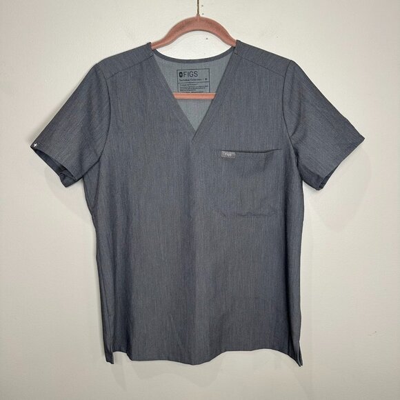 Figs Catarina Scrub Top Womens Medium One Pocket Heather Gray Healthcare Nurse - Picture 1 of 6